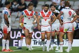 Dragons NRL players look dejected during loss to Cowboys.