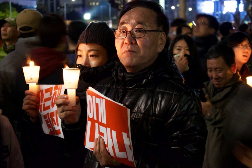 Protestor in South Korea