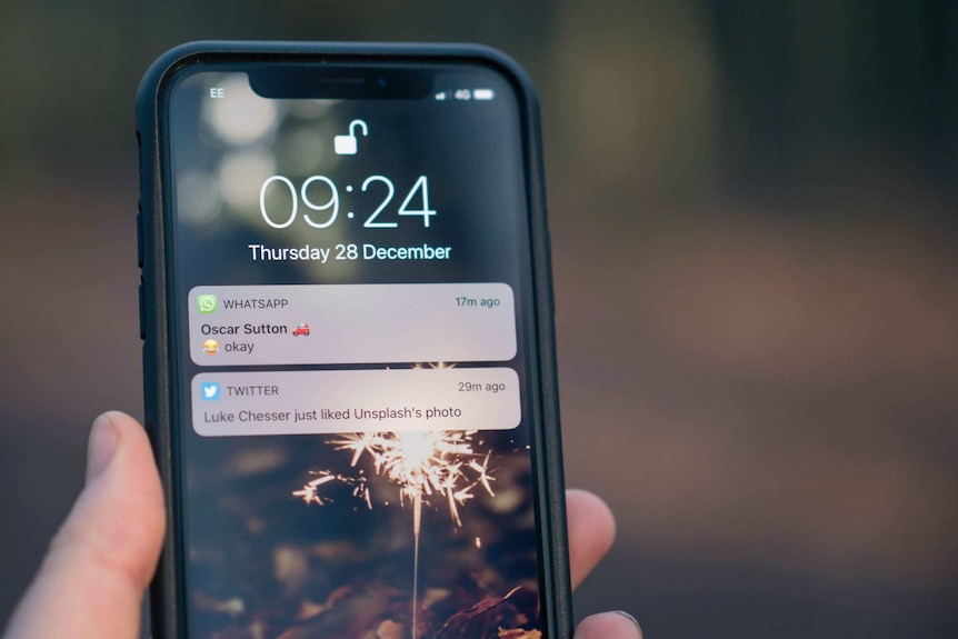 A iPhone screen with visible notifications.