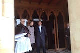 Tony Abbott arrives at St Marys Cathedral for the service.