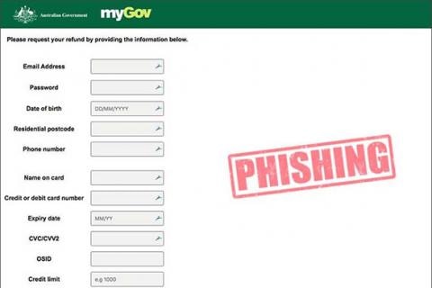 A fake myGov form asking for details