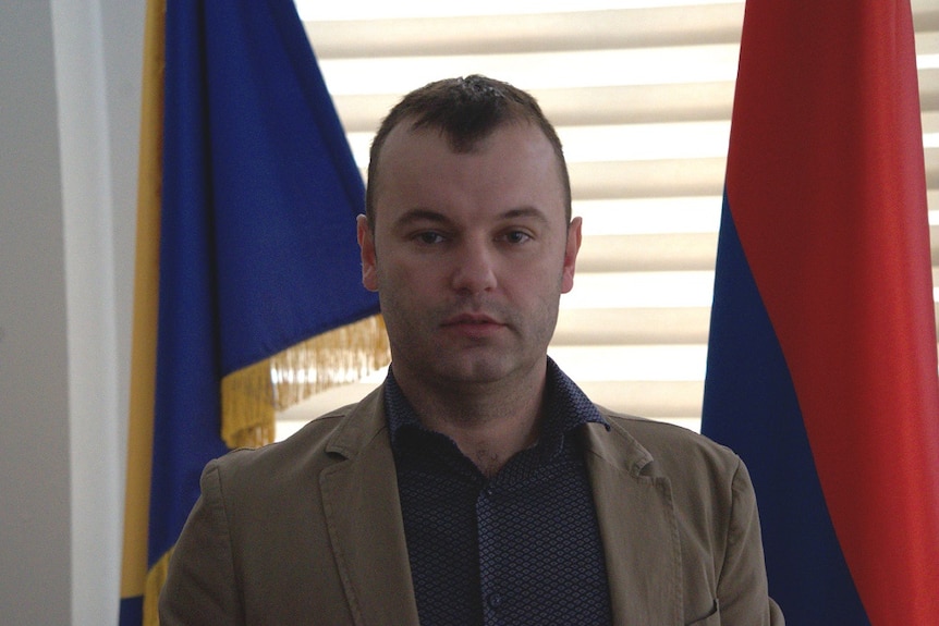 A close-up of Srebrenica Mayor Mladen Grujicic.