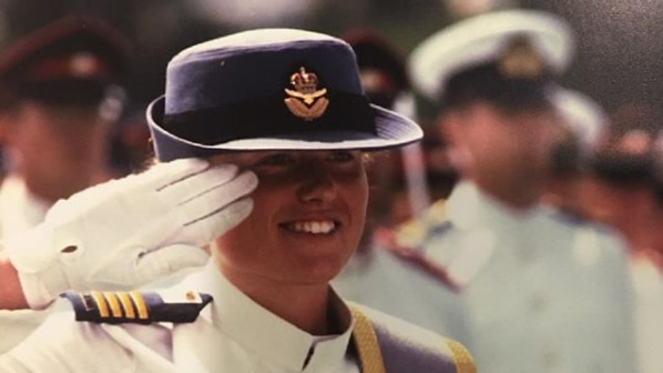 Kirstin Ferguson salutes the chief of the Defence Force during her ADFA graduation parade