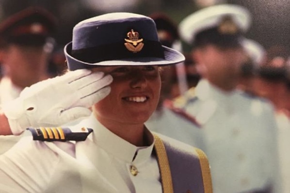 Kirstin Ferguson salutes the chief of the Defence Force during her ADFA graduation parade