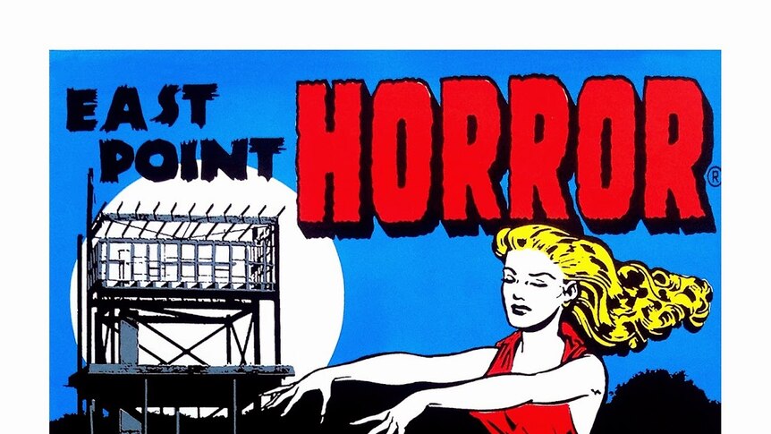 A pulp-art style poster of the Poinciana Woman titled 'East Point Horror'