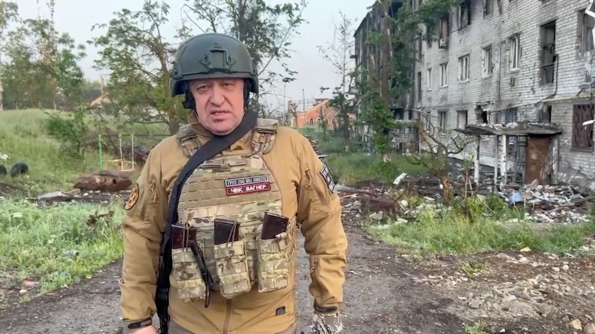 Founder of Wagner private mercenary group Yevgeny Prigozhin in military gear.