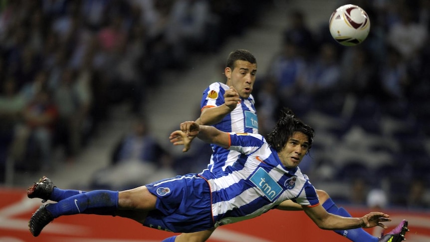 Radamel Falcao stopping at nothing to get yet another goal for Porto.