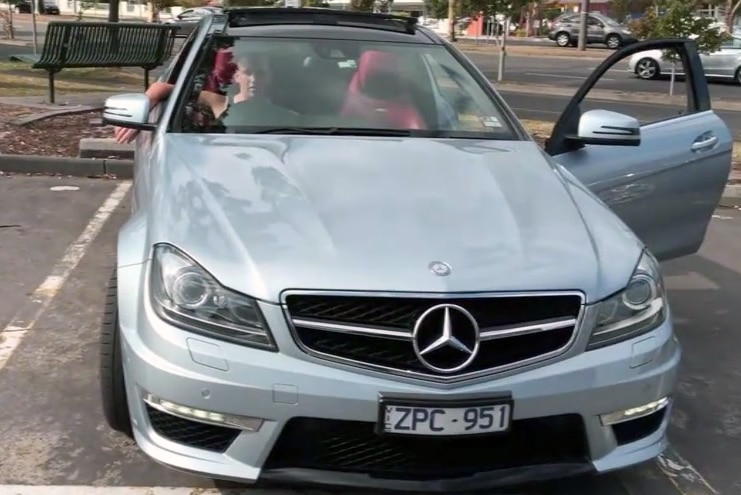 The silver Mercedes, stolen in Dandenong on Friday.