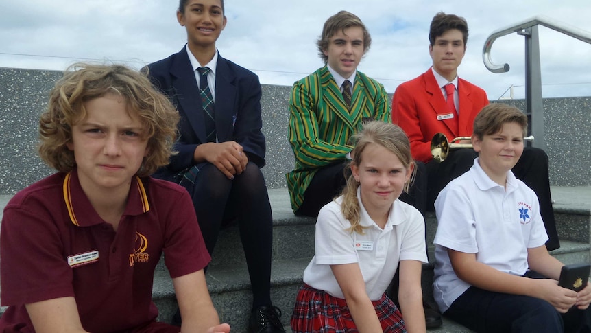 Students from the combined schools parade