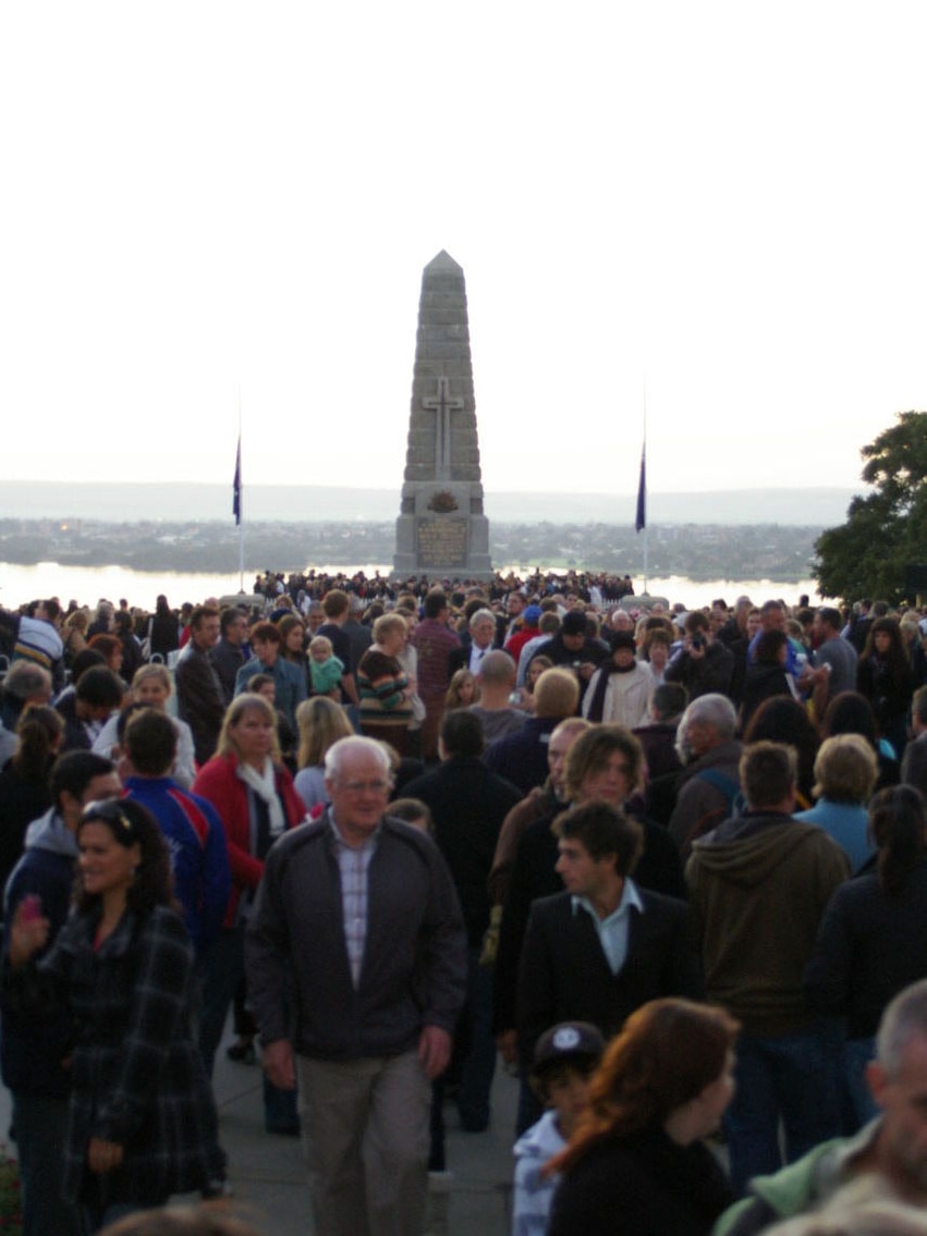 Anzac Day crowds at the State War Memorial, Kings Park.