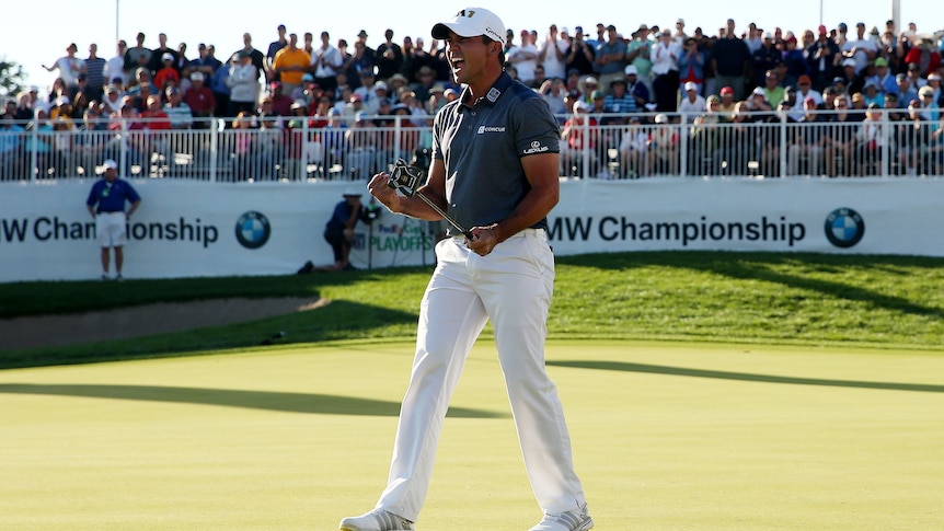 Jason Day celebrates Illinois win after becoming world number one