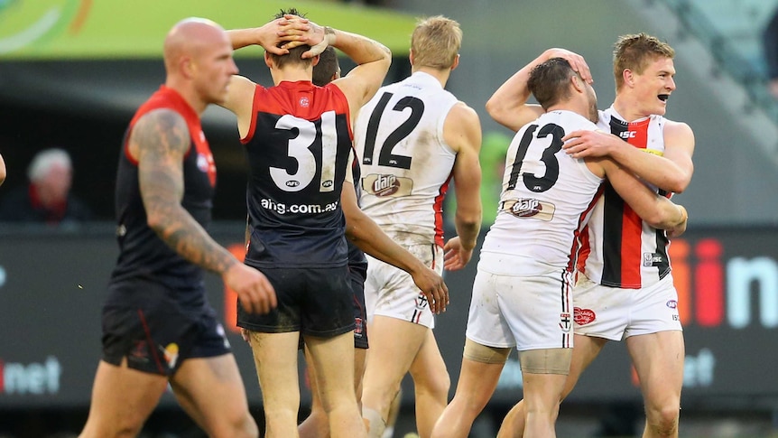 Jack Newnes celebrates goal against Demons