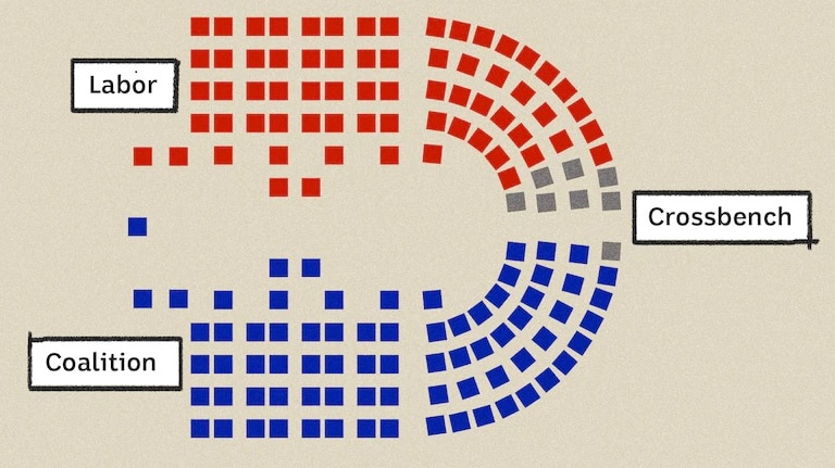 A diagram showing the makeup of the lower house.
