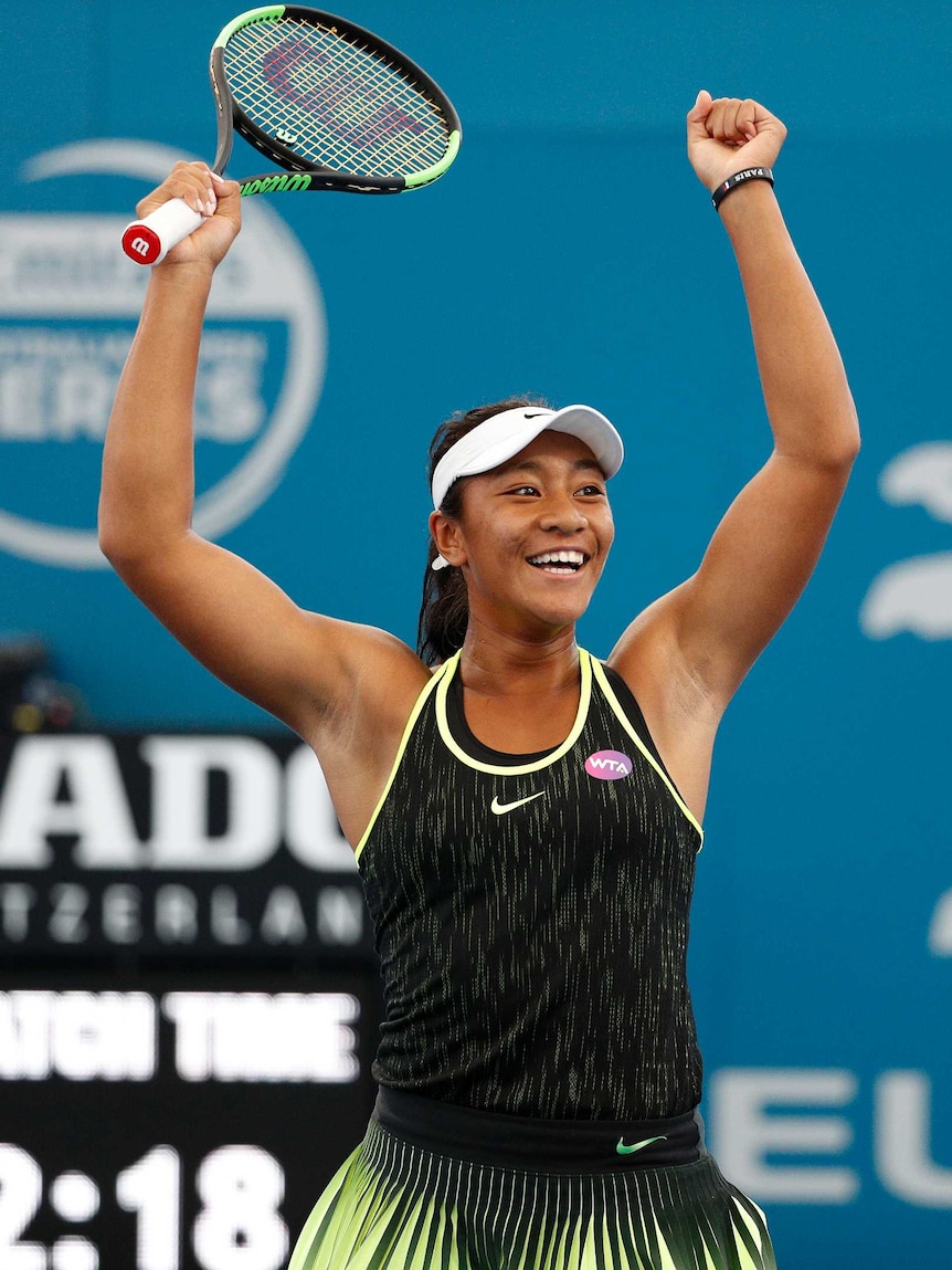 Destanee Aiava wins at the Brisbane International
