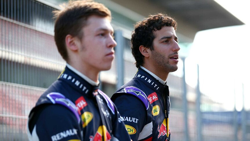 Red Bull drivers Daniil Kvyat and Daniel Ricciardo