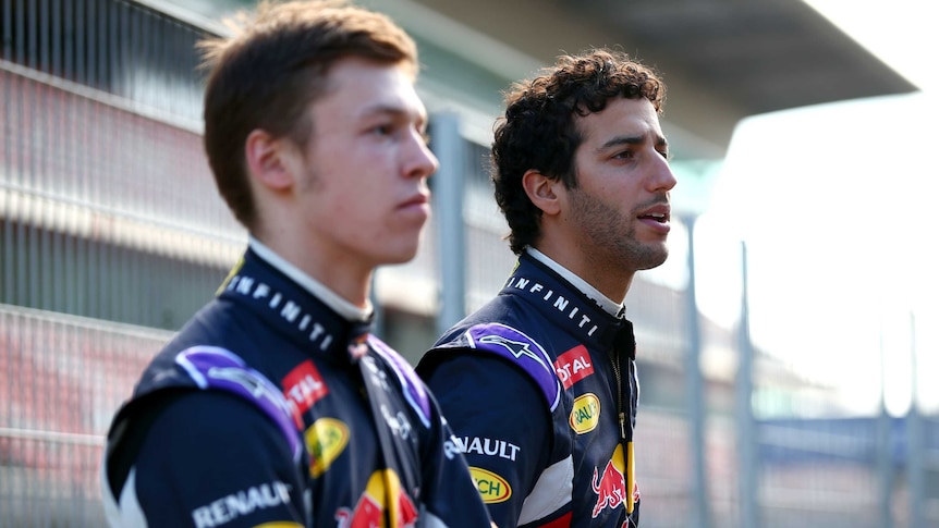 Red Bull drivers Daniil Kvyat and Daniel Ricciardo