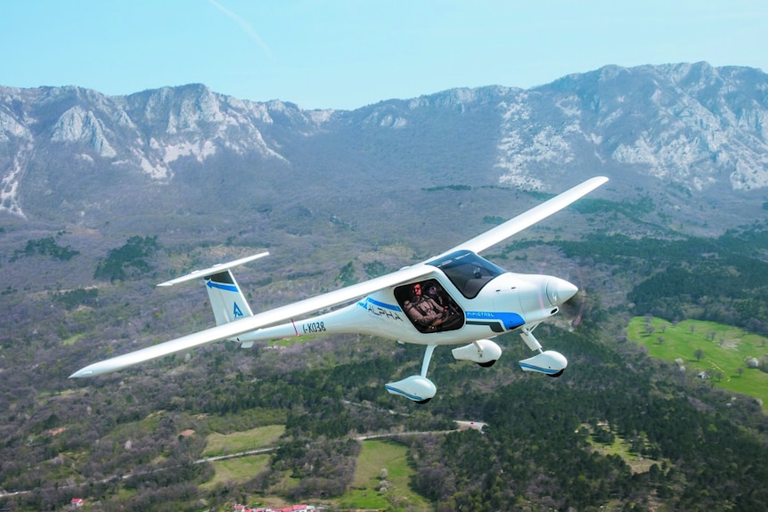 The Pipistrel Alpha Electro, a small aircraft in light.