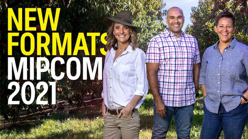 New Formats line up from ABC Content Sales at MIPCOM 2021 image featuring three people looking at the camera in the countryside