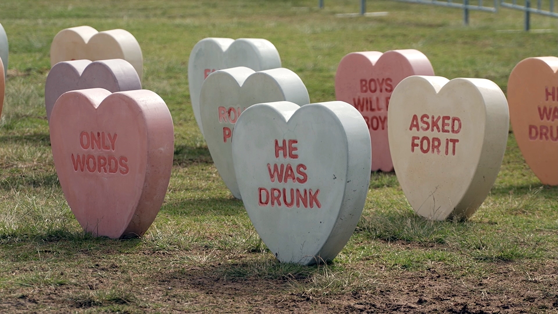 hand-polished concrete hearts as part of the sweetheart installation for sculptures by the sea 2026