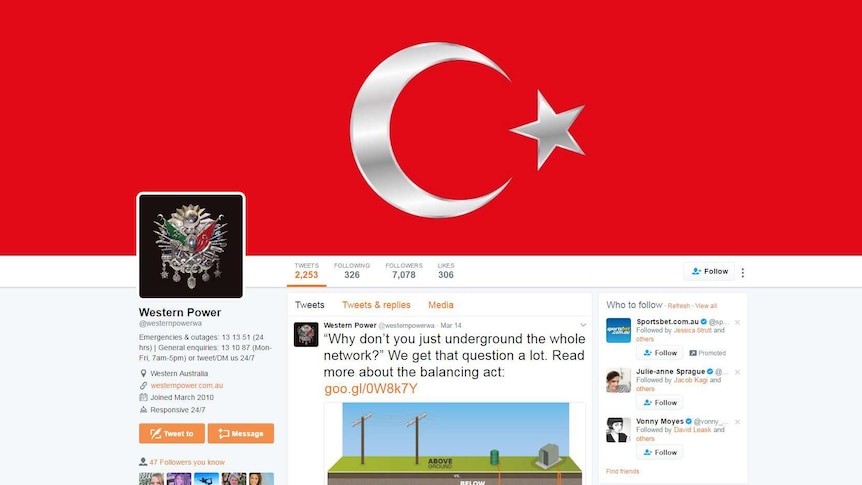 A screen shot of a Twitter profile page featuring a Turkish flag and Ottoman Empire coat of arms.