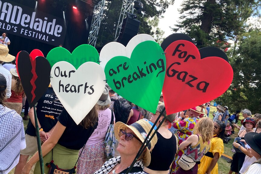 Protesters at the WOMADelaide world music festival.