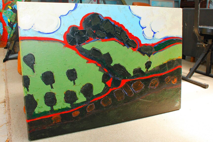 Wal Sutherland's painting titled 'The Rolling Hills of Relbia'