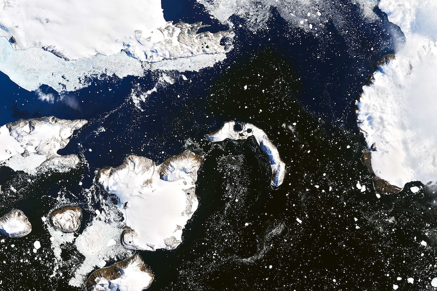 Snow covers an ice cap on Antarctica on February 4
