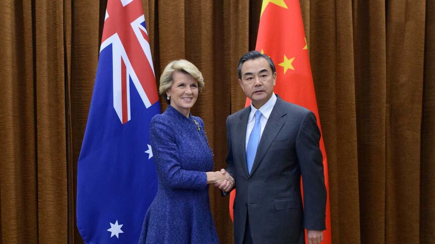 Julie Bishop meets her Chinese counterpart amid row over East China Sea