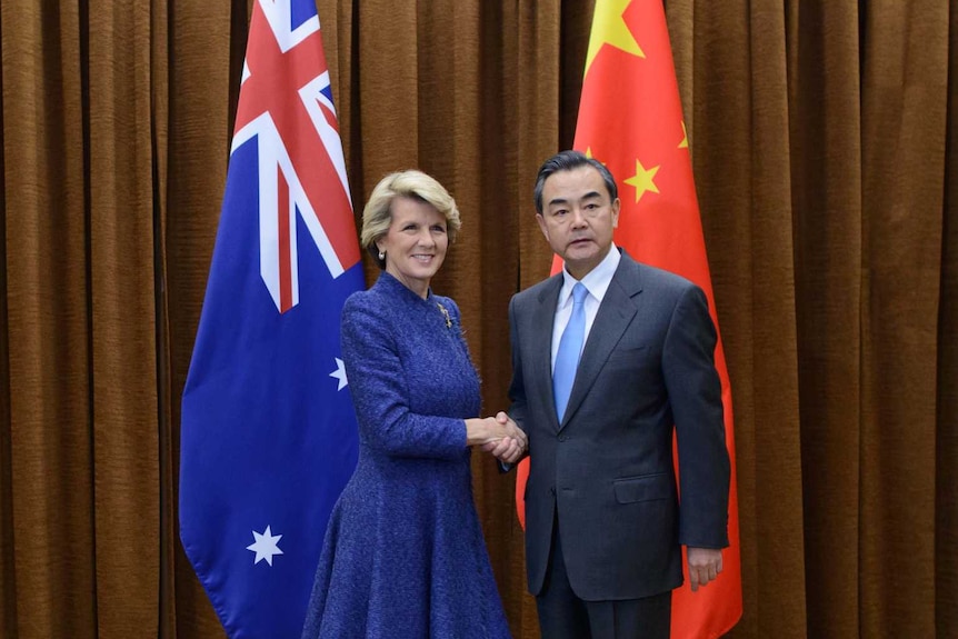 Julie Bishop meets her Chinese counterpart amid row over East China Sea