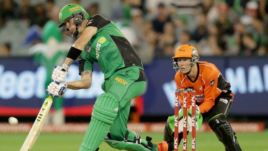 Kevin Pietersen plays a drive for the Melbourne Stars