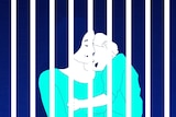 An illustration of a woman behind bars.
