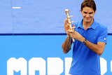 No blues today ... Roger Federer celebrates his third title win in Madrid.