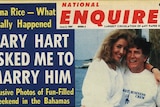 Cropped version of National Enquirer front page featuring Gary Hart.