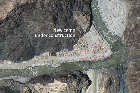 Satellite imagery of the disputed Galwan Valley bordering China and India.