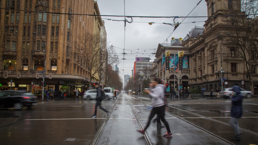 Swanston Street in Melbourne's CBD with no trams.