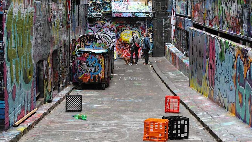 Rutledge Lane in Melbourne before being painted over