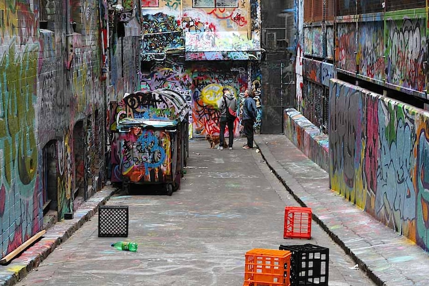 Rutledge Lane in Melbourne before being painted over