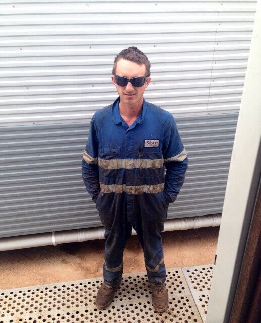 Gareth Dodunski wearing a mining suit.