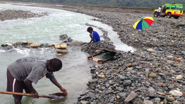 Rachael Meara sifting for gold dust in Bougainville