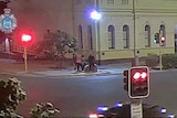 CCTV captured the scene before the Paddy Hannan statue was damaged.