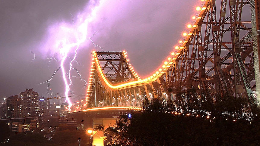 Lightning strikes the Brisbane CBD during fierce storms in 2012.