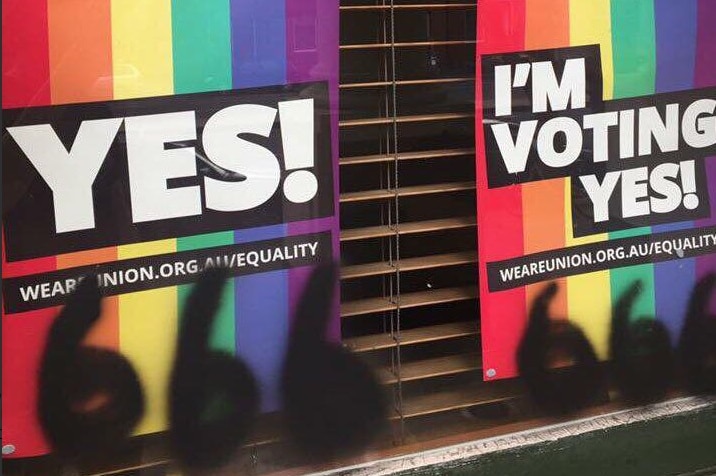 666 spraypainted in black on Yes campaign signs in Melbourne