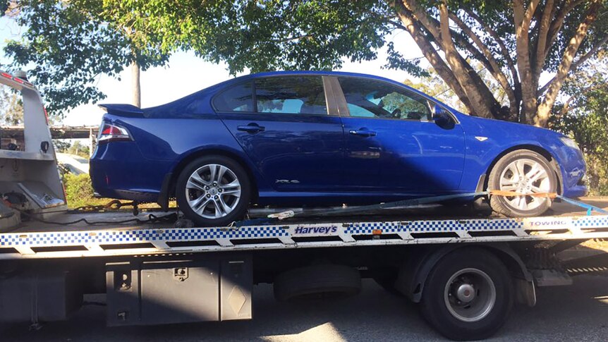 A blue Ford Falcon seized by police investigating the murder of Tiahleigh Palmer
