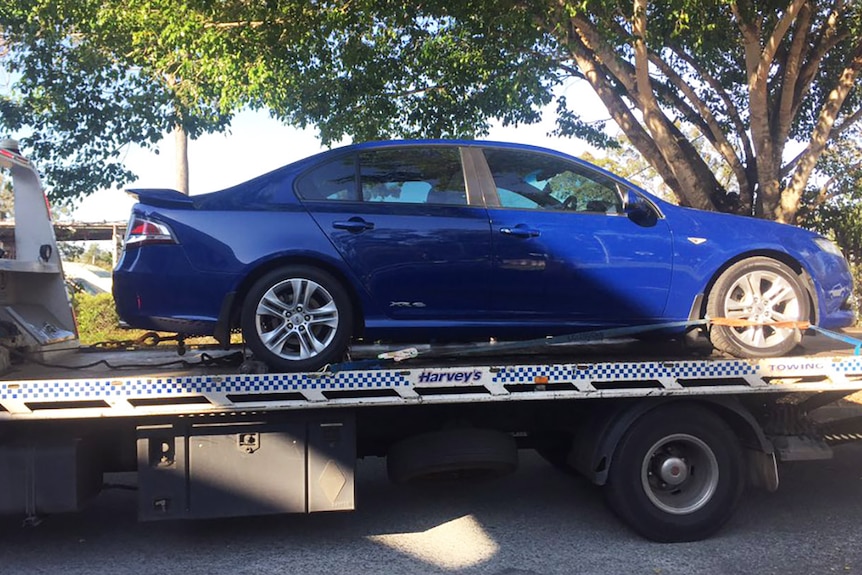 A blue Ford Falcon seized by police investigating the murder of Tiahleigh Palmer