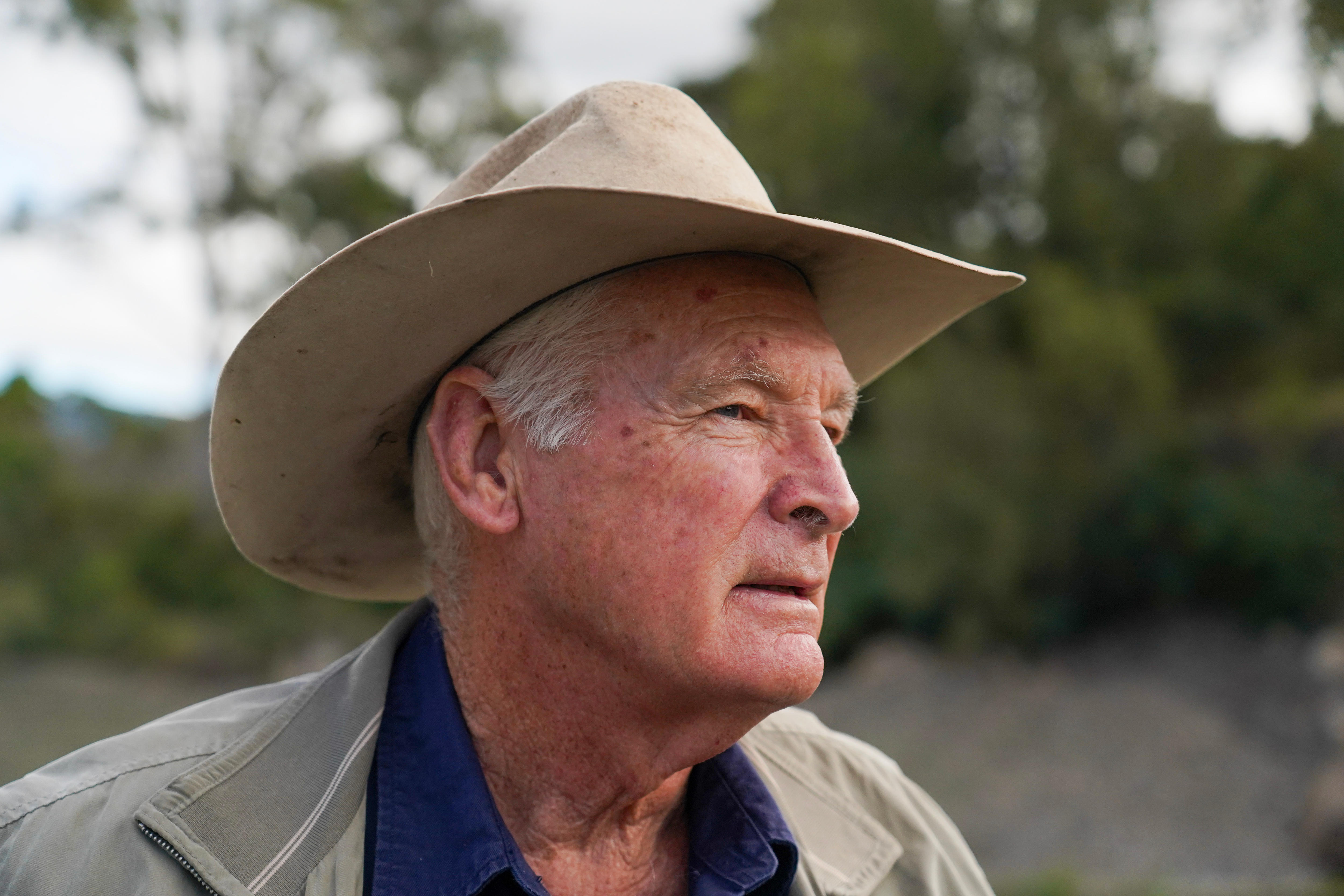 Older man in akubra staring into distance