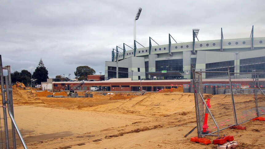 Land cleared for construction near the Subiaco Oval grandstand.