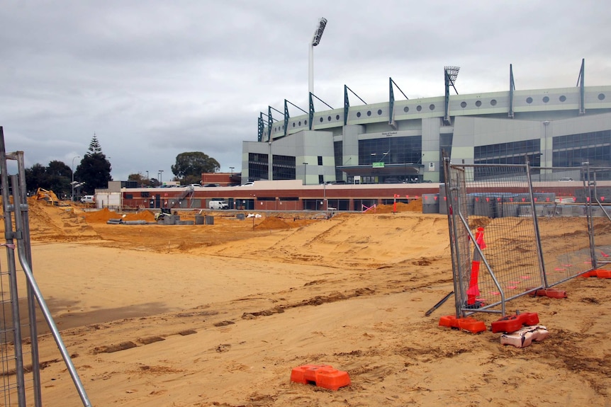 Land cleared for construction near the Subiaco Oval grandstand.