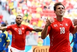 Admir Mehmedi celebrates goal for Switzerland