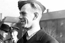 A black and white photo of a pilot in military uniform