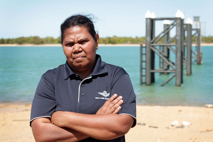 Mornington Shire Council Deputy Mayor Sarah Isaacs stands at the island's jetty.